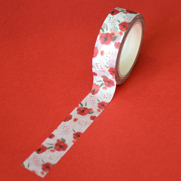 Kırmızı Çiçek Tasarımlı Bant